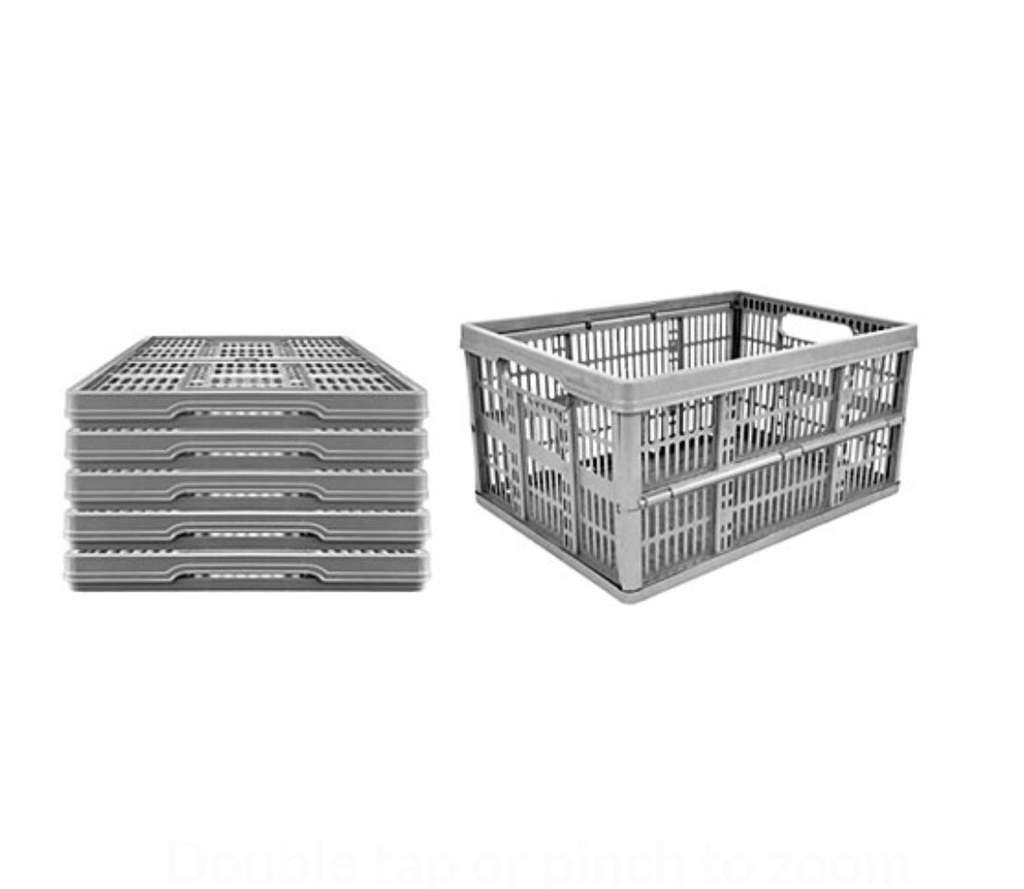 Silver 32L Fold Flat Crates Pack of 5 - with 25% off at basket (free C&C)