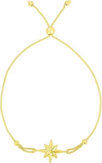 14K Yellow Gold North Star Bolo Bracelet