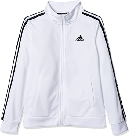 adidas adidas Boys Signature Tricot Jacket with Front Zip, Black//White, Small