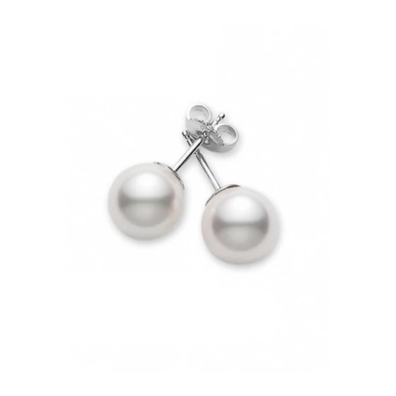 Akoya Pearl Stud Earrings with 18K White Gold 8-8.5mm AAA
